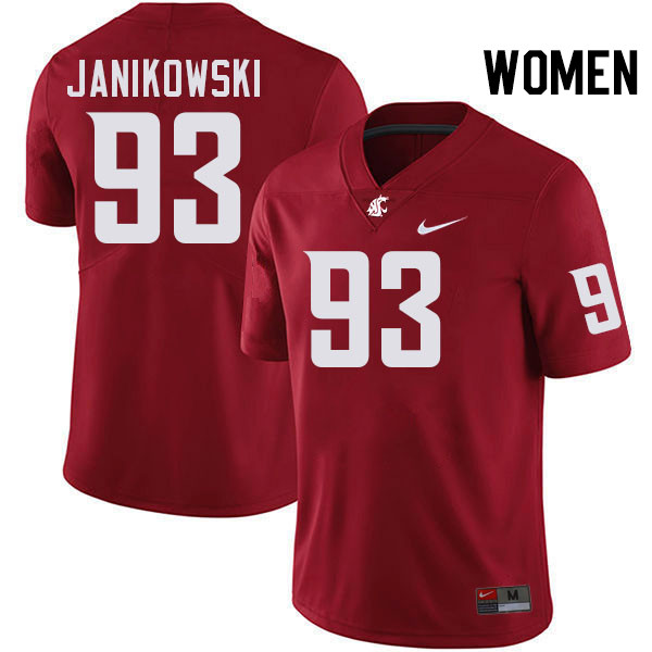 Women #93 Jack Janikowski Washington State Cougars College Football Jerseys Stitched-Crimson